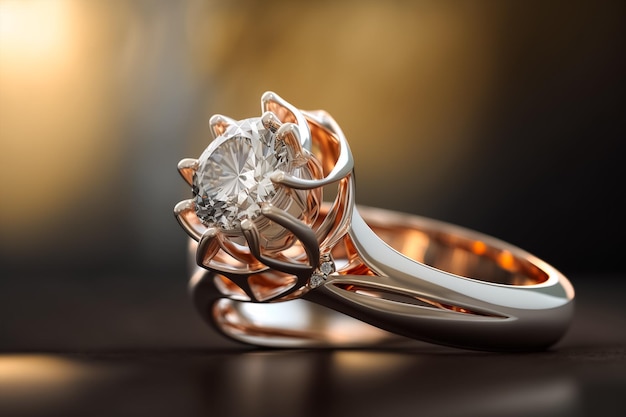 A Glamorous Rose Gold and Diamond Ring