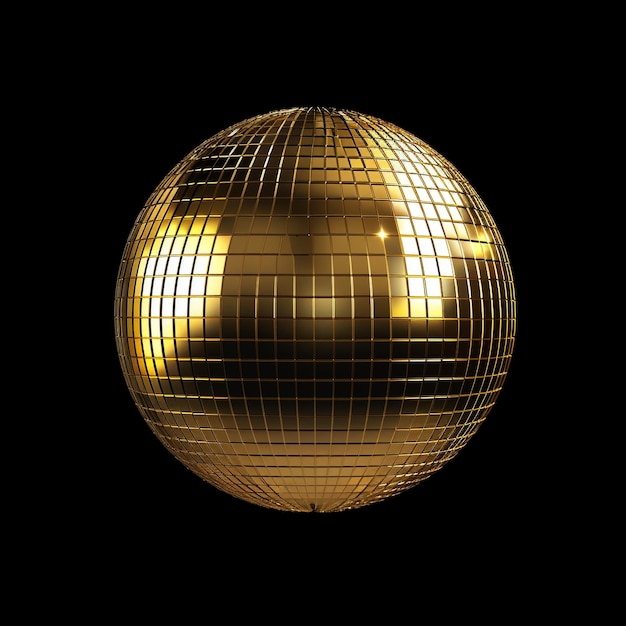 Glamour in Motion Shiny Gold Disco Ball on a Black Background