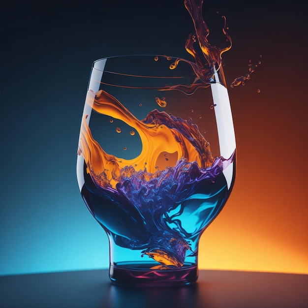 a glass in abstract background