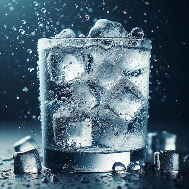 Photo a glass of alcoholic drink with ice