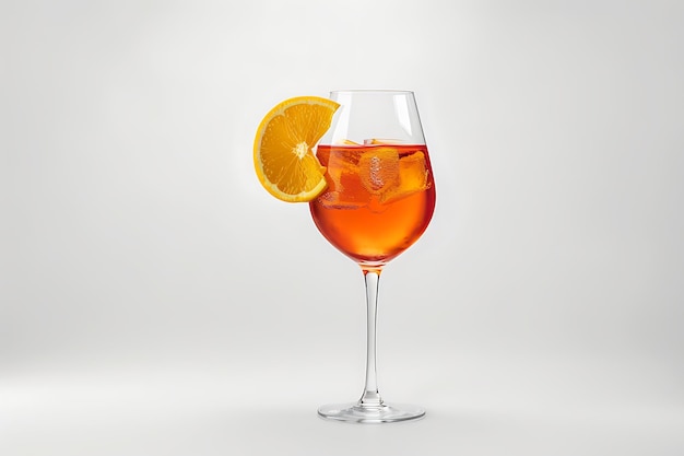 Glass of Aperol Spritz with Orange Slice and Ice Cubes