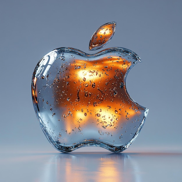 Photo a glass apple that has the word apple on it