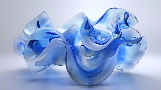 Glass Art Blue Waves and Curves Generative AI