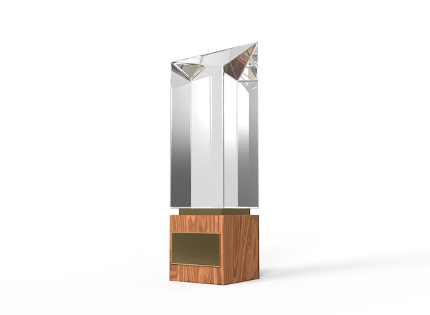 Glass Award Mockup. Isolated Award. 3d Rendering