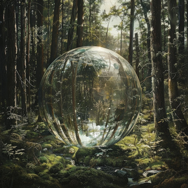 Photo glass ball in the forest