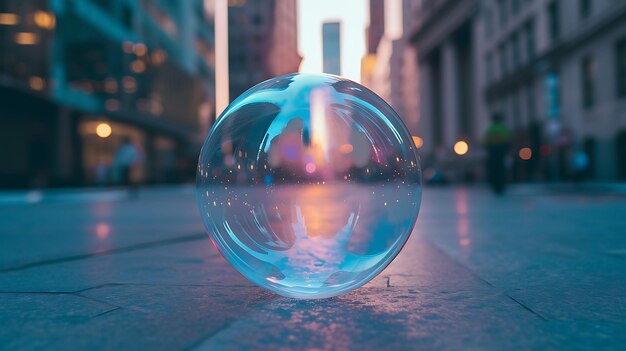 a glass ball that has the word bubble on it