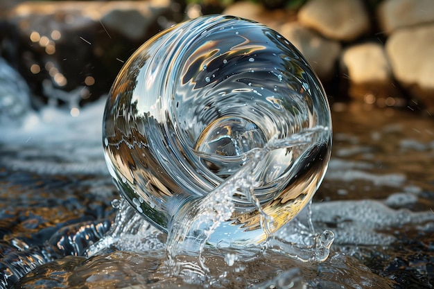 a glass ball that is made by water