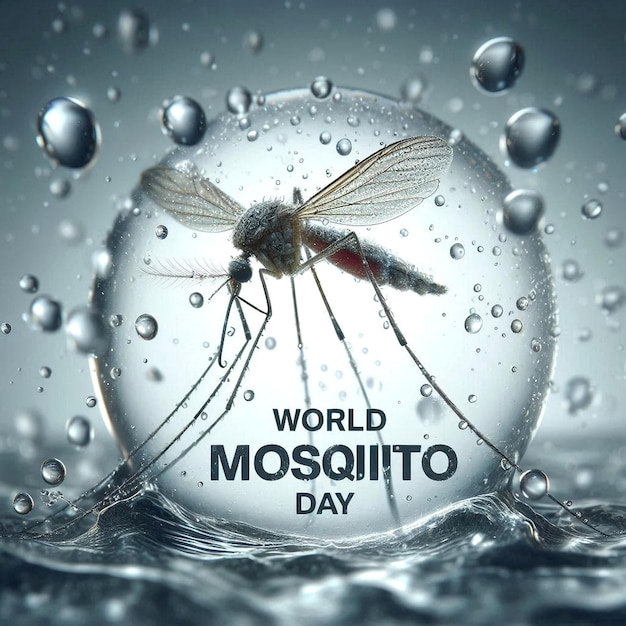 Photo a glass ball that says world mosquito on it