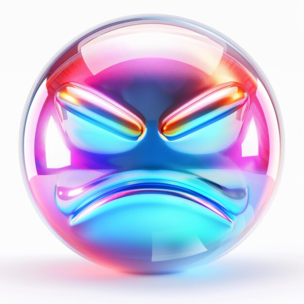 Photo a glass ball with an angry pouting face drawn on it exuding a magical and whimsical charm generative ai