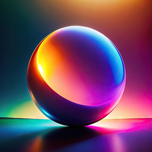 a glass ball with a colorful background and a colorful light