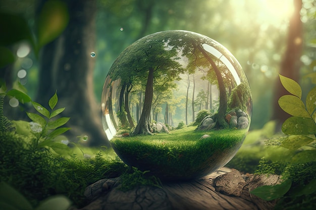 Glass Ball With Forest Inside it