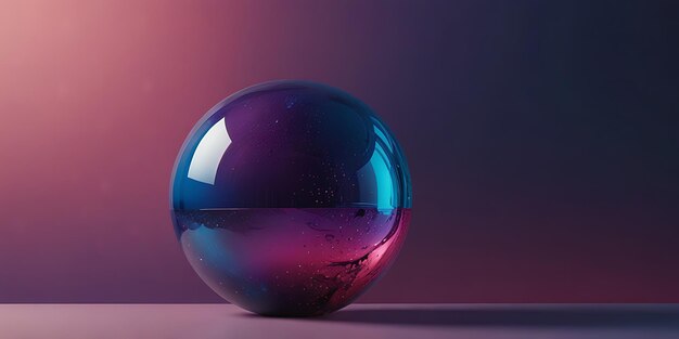 Photo a glass ball with a purple and blue colored liquid in it