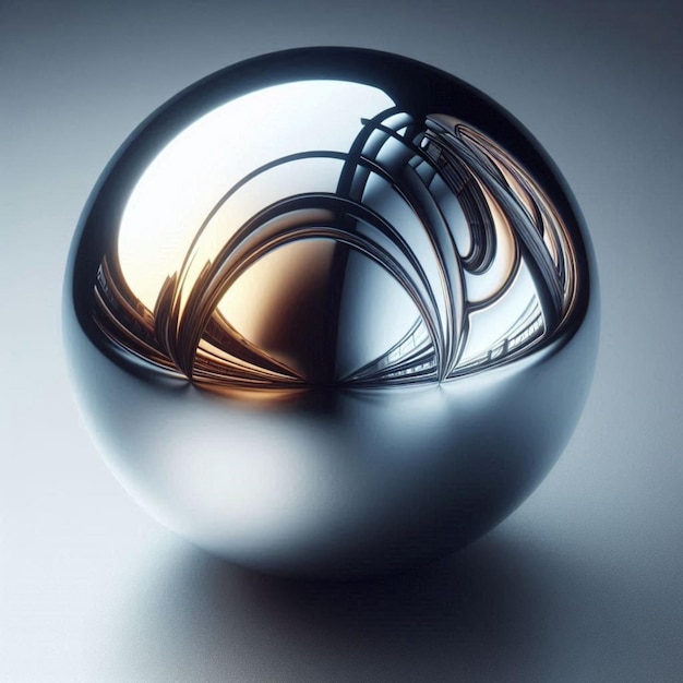 Photo a glass ball with a silver object that has a reflection of the sun on it