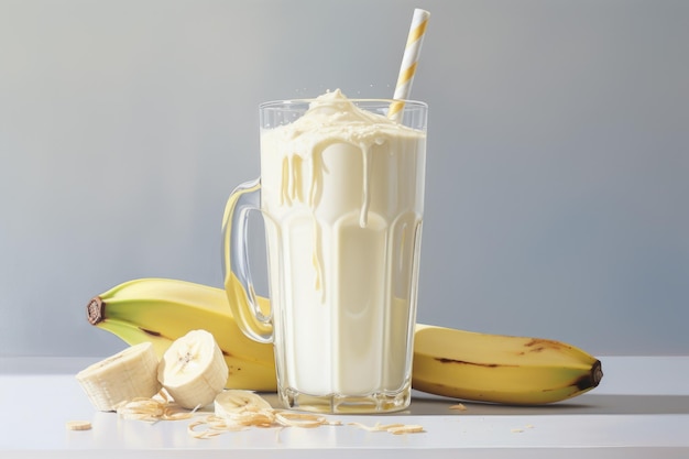 A glass of banana smoothie