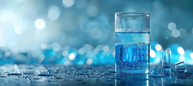 A Glass Beaker Filled with Blue Liquid