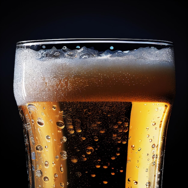 A glass of beer on black background