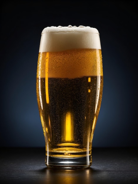 Glass of beer on dark background