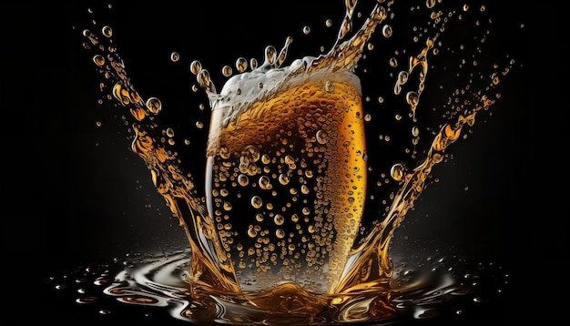 A glass of beer is poured into a glass.