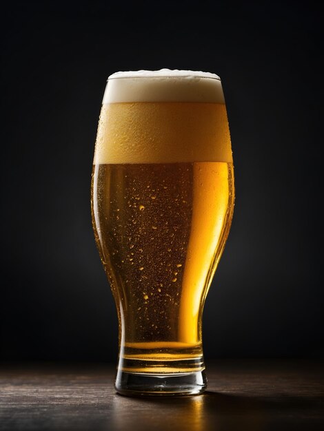 Glass of beer isolated on dark background