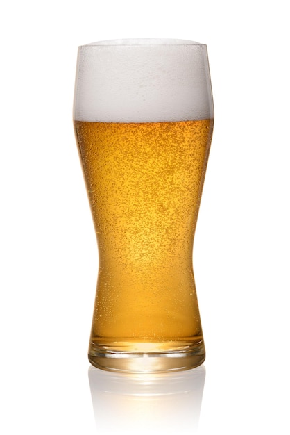 Glass of beer on white