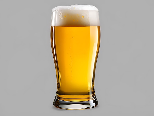 a glass of beer with foam on the top