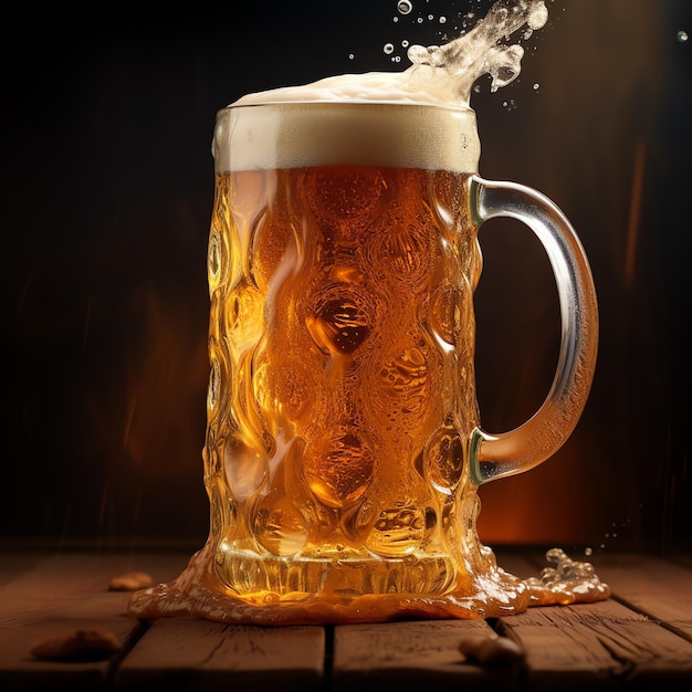 a glass of beer with foam