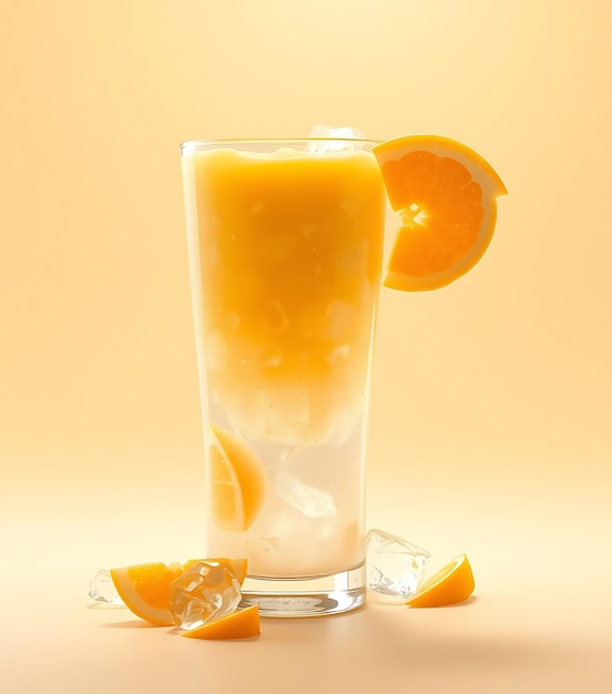 Photo a glass of beer with orange slices and oranges on the bottom