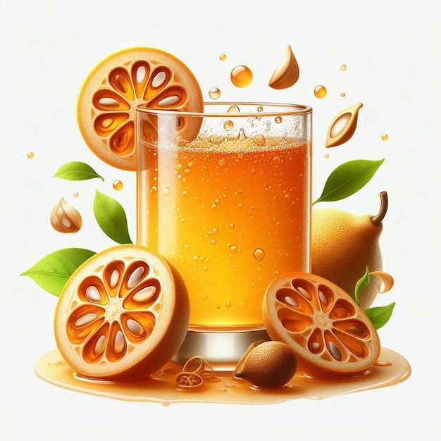 a glass of beer with orange slices and oranges on it