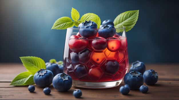 Glass of blueberry juice