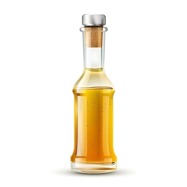 Glass Bottle of Honey with Cork Realistic Illustration