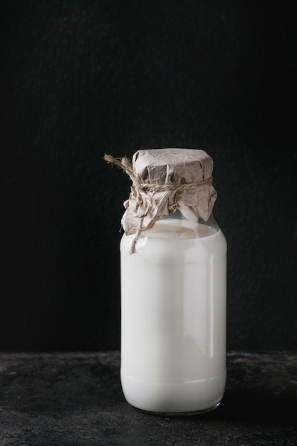 Glass bottle of milk