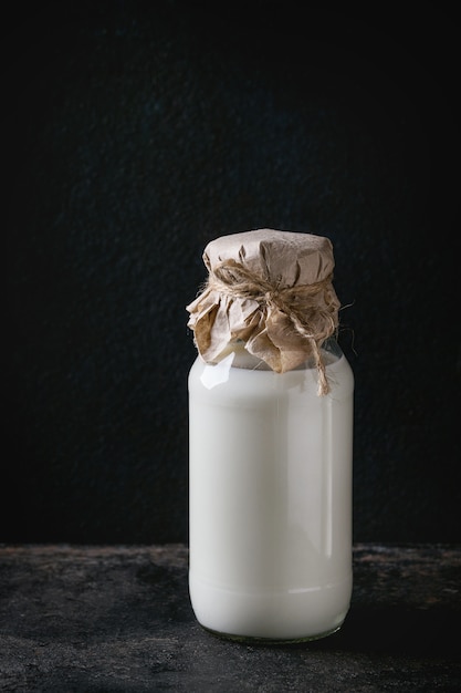 Glass bottle of milk