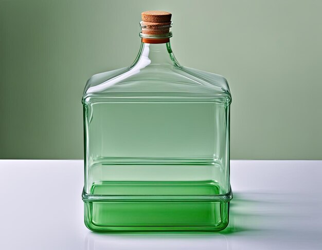 Glass bottle on a plastic box