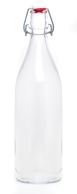 Glass bottle with swing porcelain closure of 1 liter. Without label and isolated on white background.