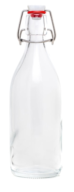 Glass bottle with swing porcelain closure of 500 ml. Without label and isolated on white background.