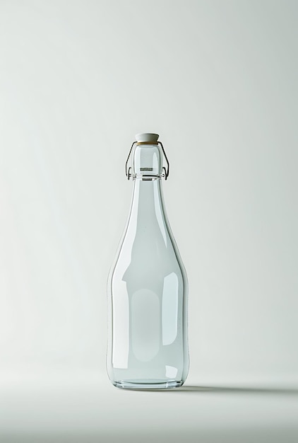 Photo glass bottle with swing top lid