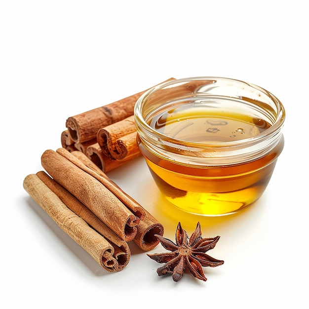 a glass bowl of cinnamon sticks with cinnamon sticks