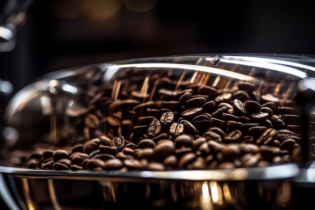 Photo a glass bowl filled with coffee beans and a glass full of coffee beans