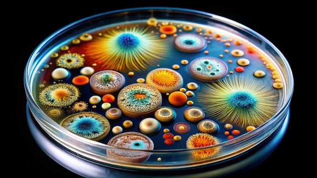 Photo a glass bowl with a colorful pattern of the cells in it