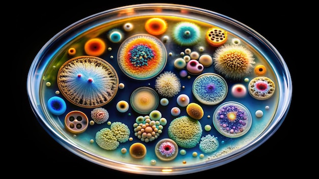 Photo a glass bowl with a colorful pattern of different colored cells