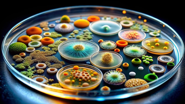 Photo a glass bowl with a colorful pattern of various colored buttons