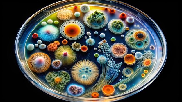 a glass bowl with a lot of different colored bubbles