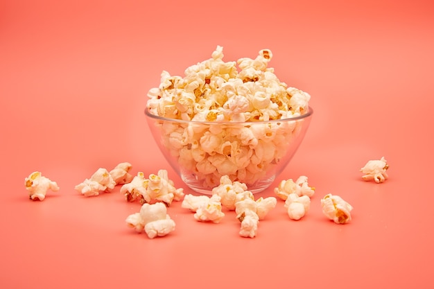 Glass bowl with popcorn