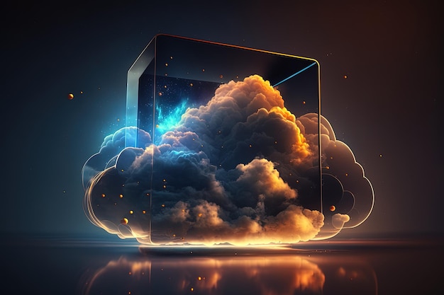 A glass box with a cloud inside of it generative AI