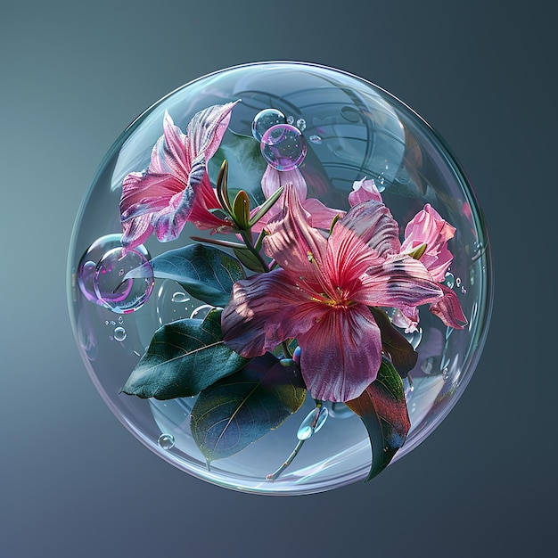 Photo a glass bubble with flowers in it and the word  water  on it