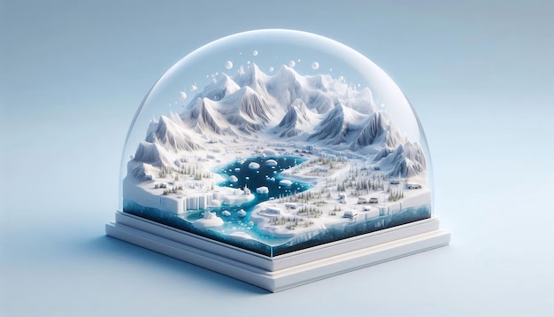 Photo a glass bubble with a mountain inside it that has a mountain inside it