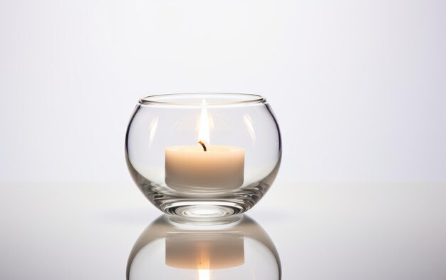 Photo glass candle holder on white background