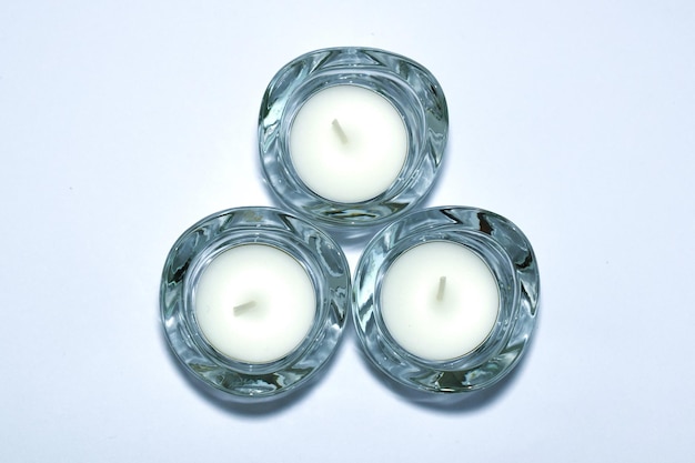 Glass candle holder with white background isolate