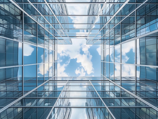 Glass Canyons Skyward Glance Between Towers