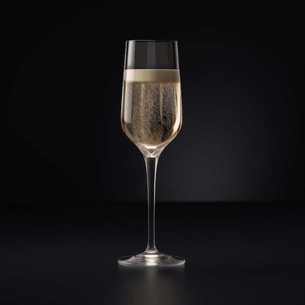 Glass of champagne on black background